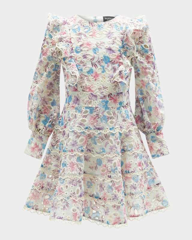 Girl's Miley Tiered Eyelet Ruffle Mini Dress, Size 7-14